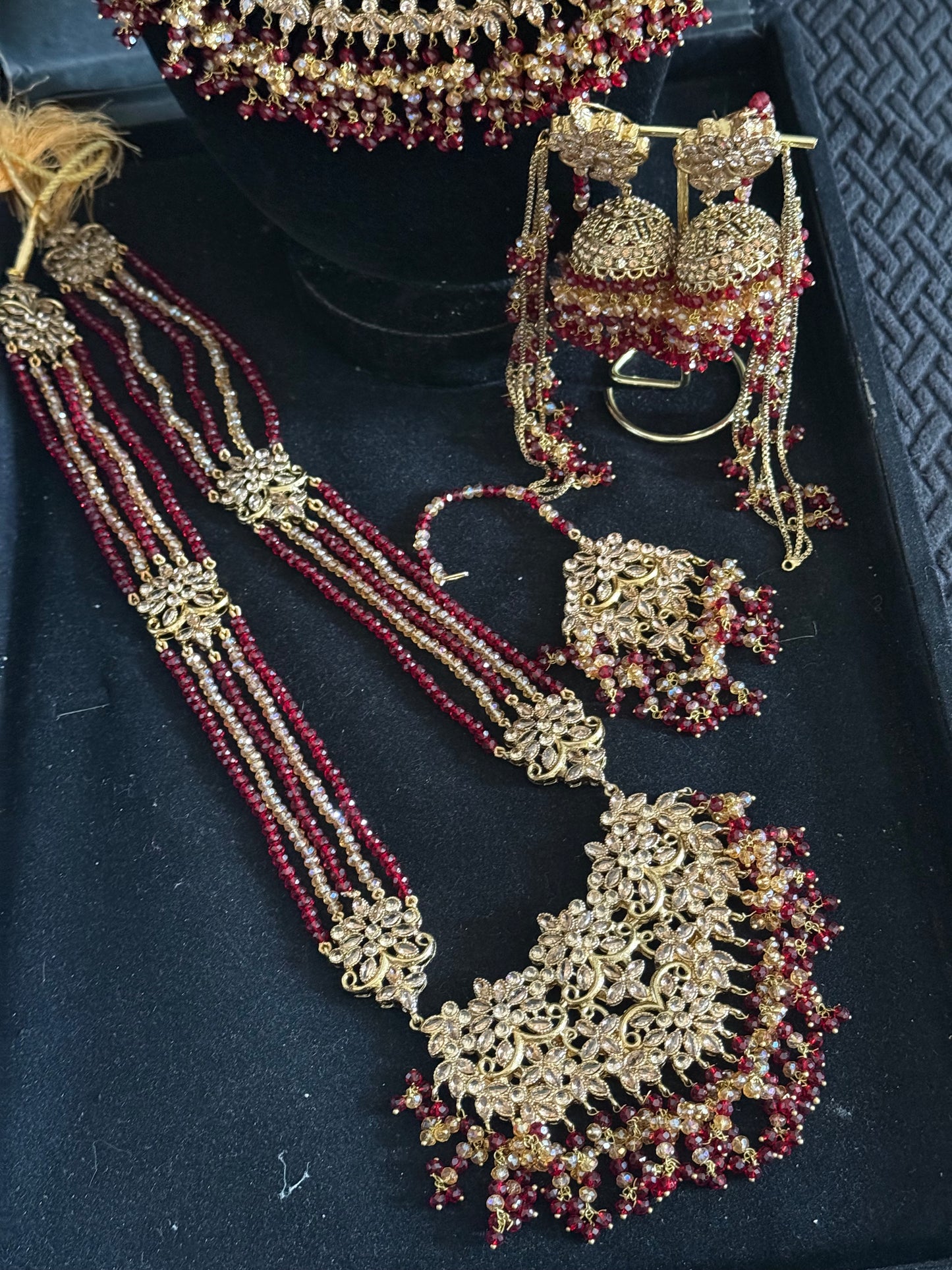 ALAYA - bridal set with mala | includes: necklace, mala, jhumar, jhumke, tikka & nose ring