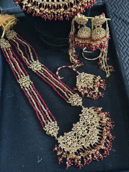 ALAYA - bridal set with mala | includes: necklace, mala, jhumar, jhumke, tikka & nose ring