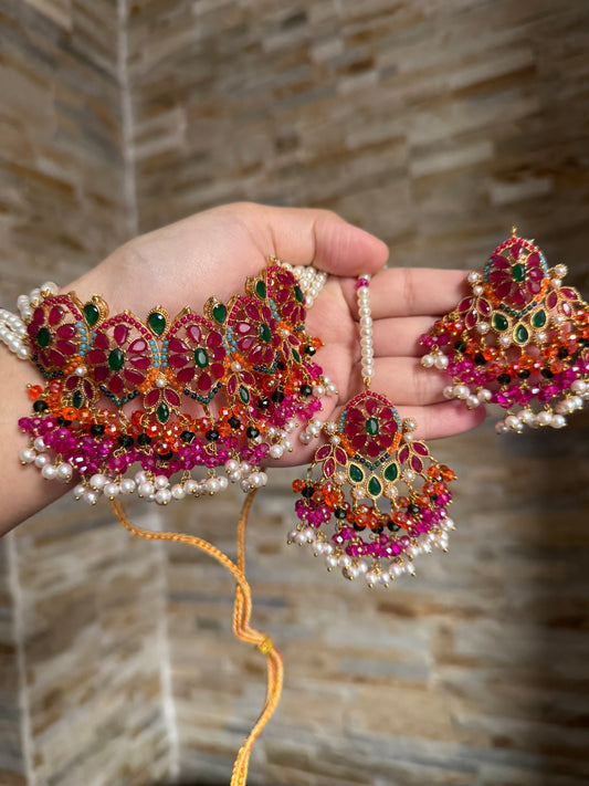 MARJAAN - Choker set with Earrings & Tikka | available in 10 colours