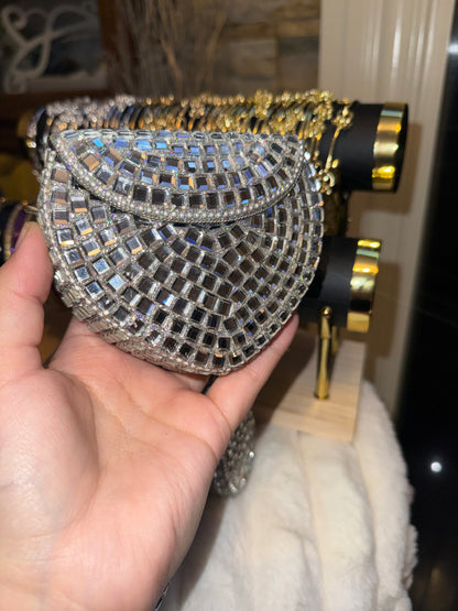 Silver clutch bag