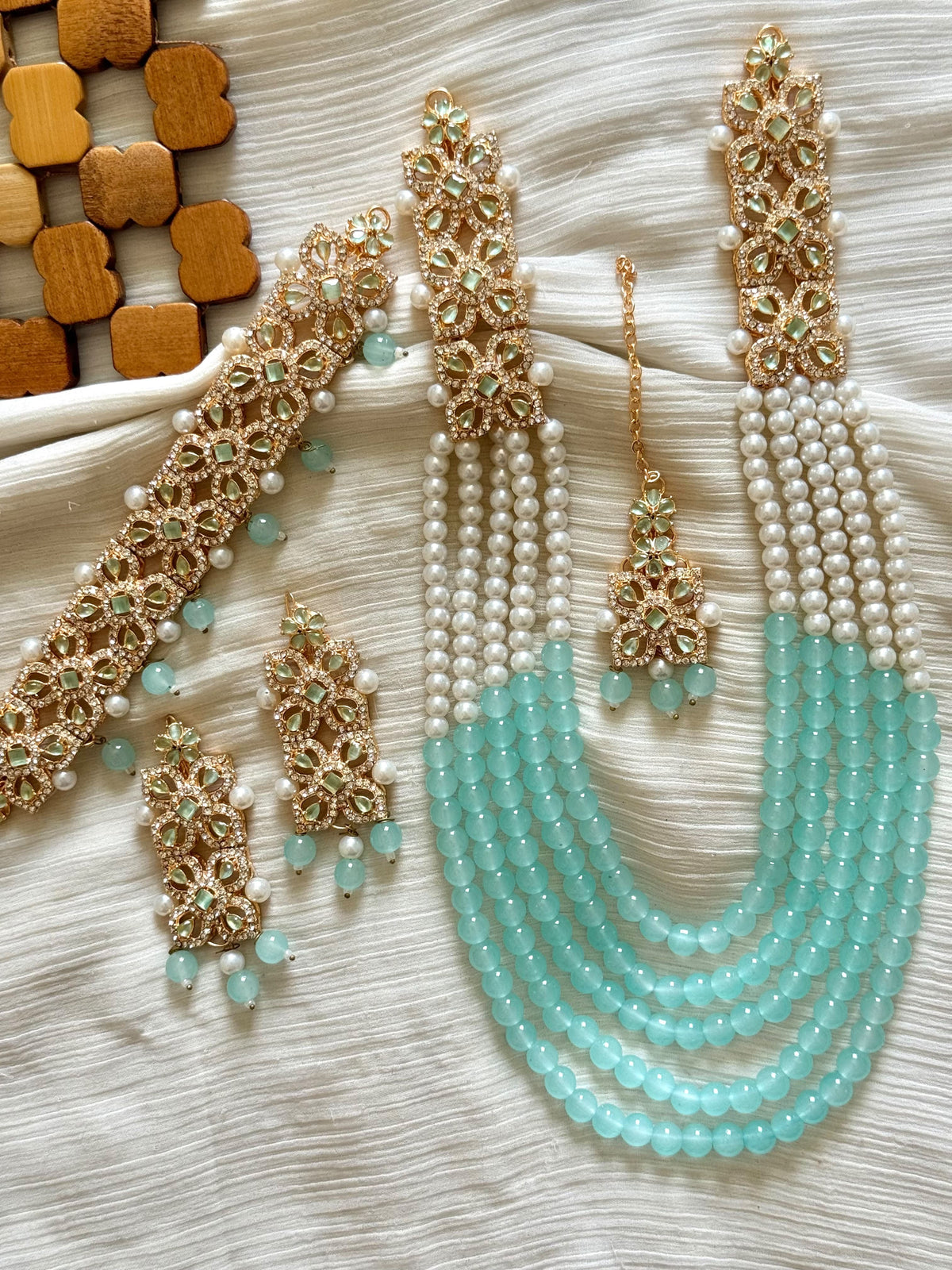 HIRA - 10 colours available | 4 pieces Mala set ~ includes: Mala, choker, earrings and tikka