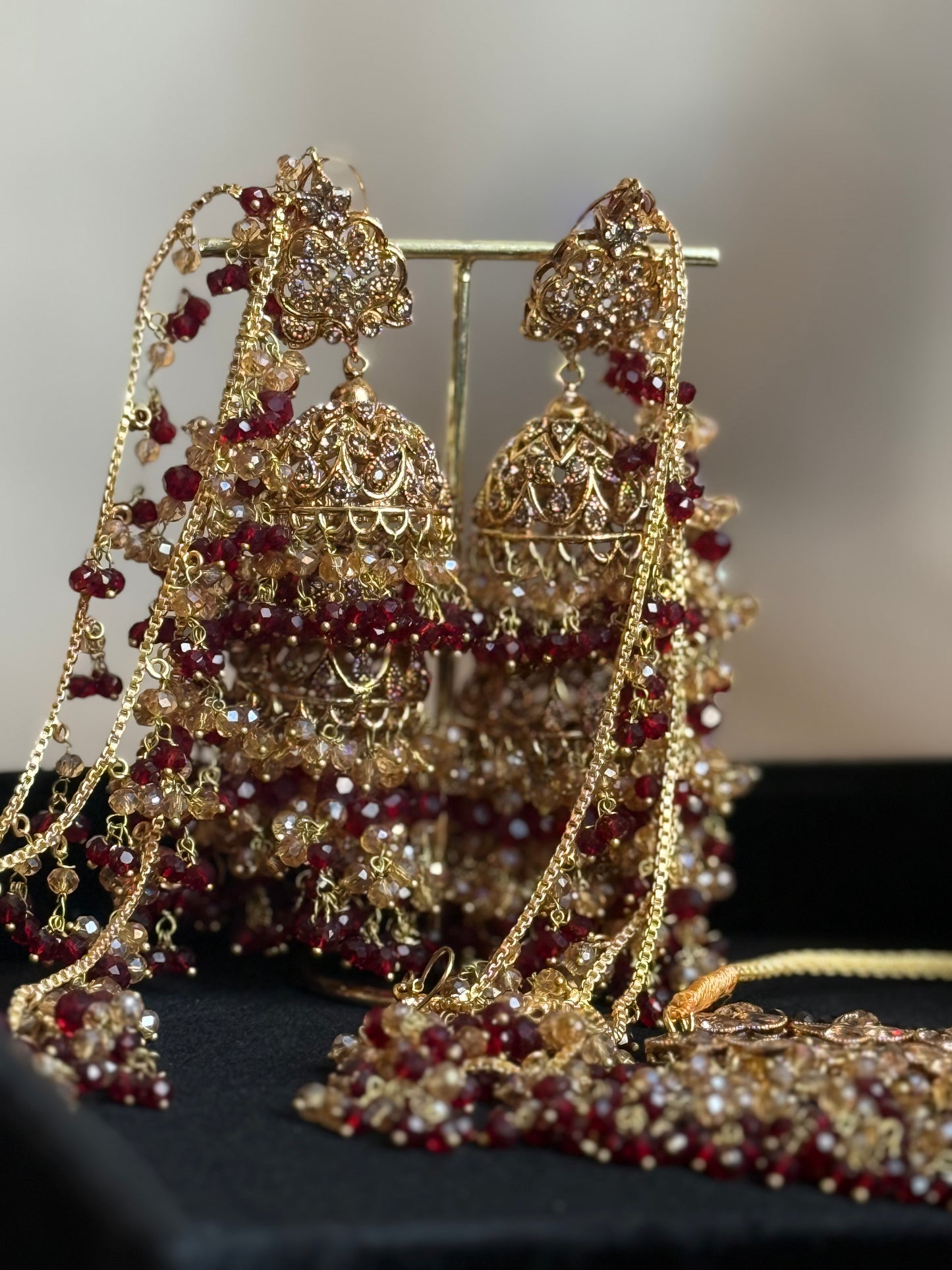 Haneen - Heavy Bridal includes: Necklace, Choker, Oversized Jhumar, Jhumke and tikka
