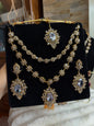 RIYA - Double layered Necklace set with earrings and tikka | 10 colours available