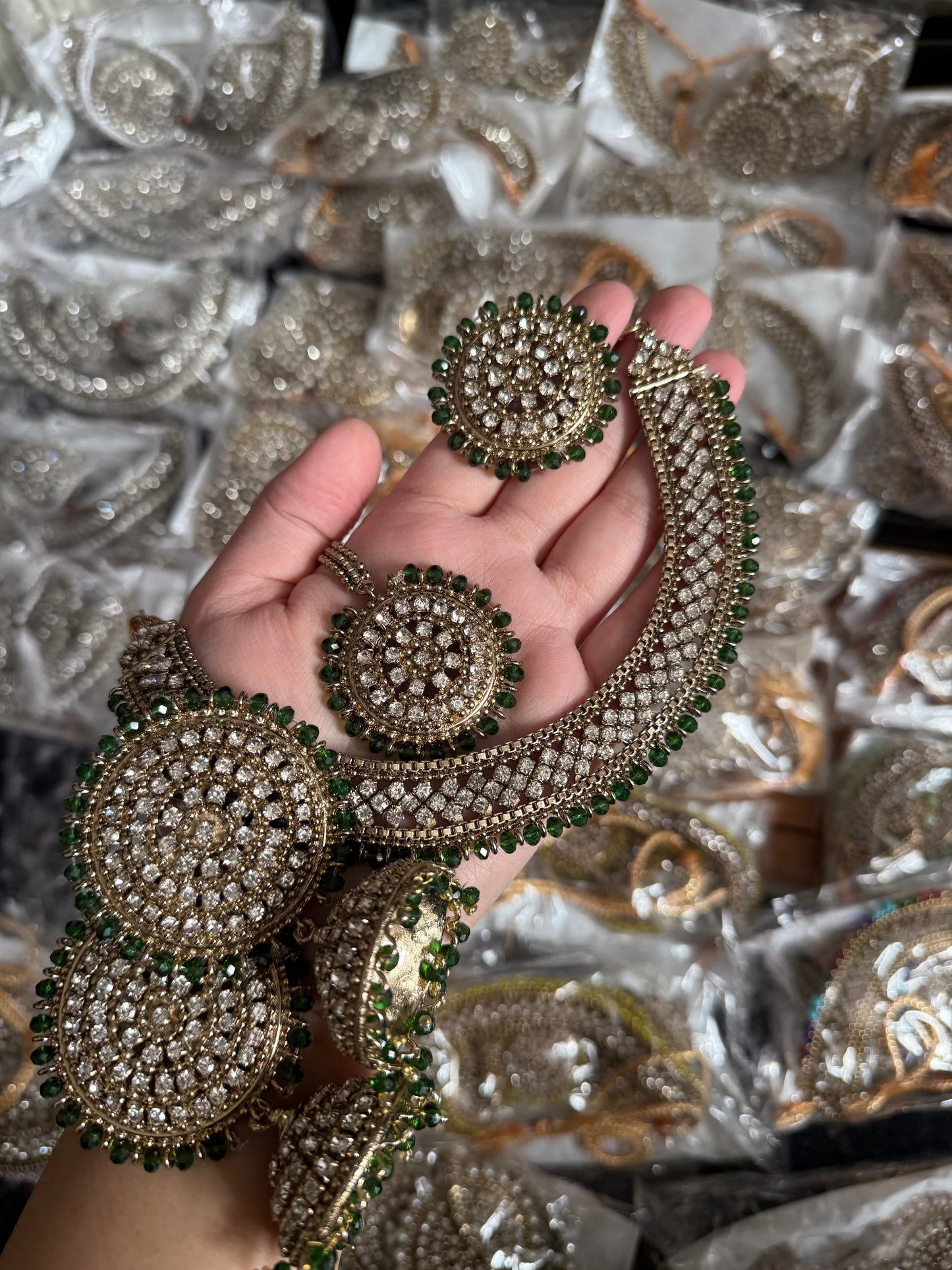 Naira - 4 pieces Necklace set | 12 colours available | necklace with ring, jhumke and tikka