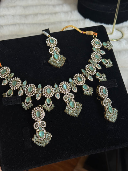 MAHRUKH - AD Necklace with earrings and tikka available | available in 7 colours