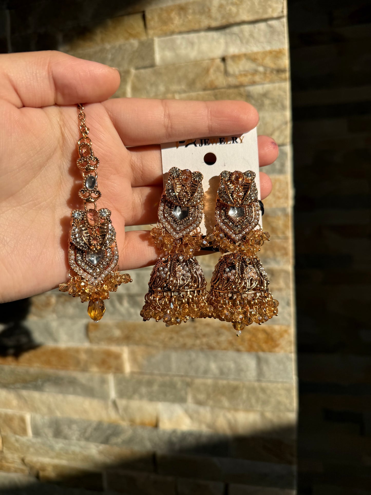 NAQSH - Jhumke Tikka Set with Intricate Design Available in 10 Colours for Stylish Accessories