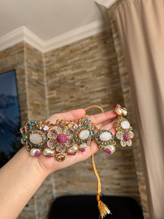 HELEN - Choker set with earrings and tikka | available in 8 colours