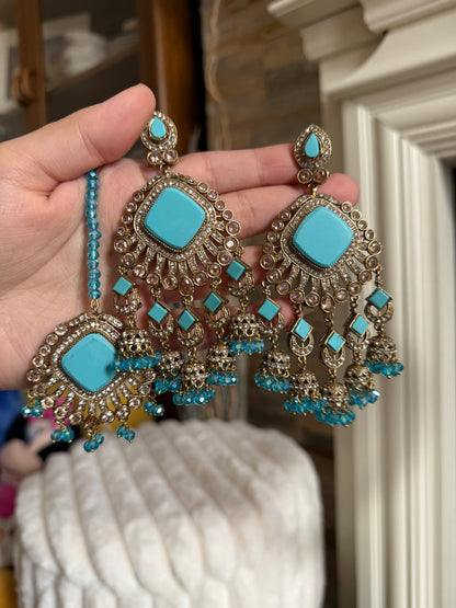 DERIN - Earrings & Tikka set | available in 11 colours | Ammysglamour