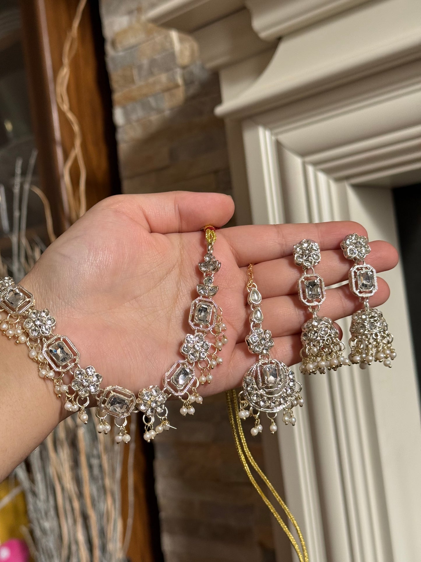 WAFA - Necklace set with jhumke and tikka | available in 10 colours