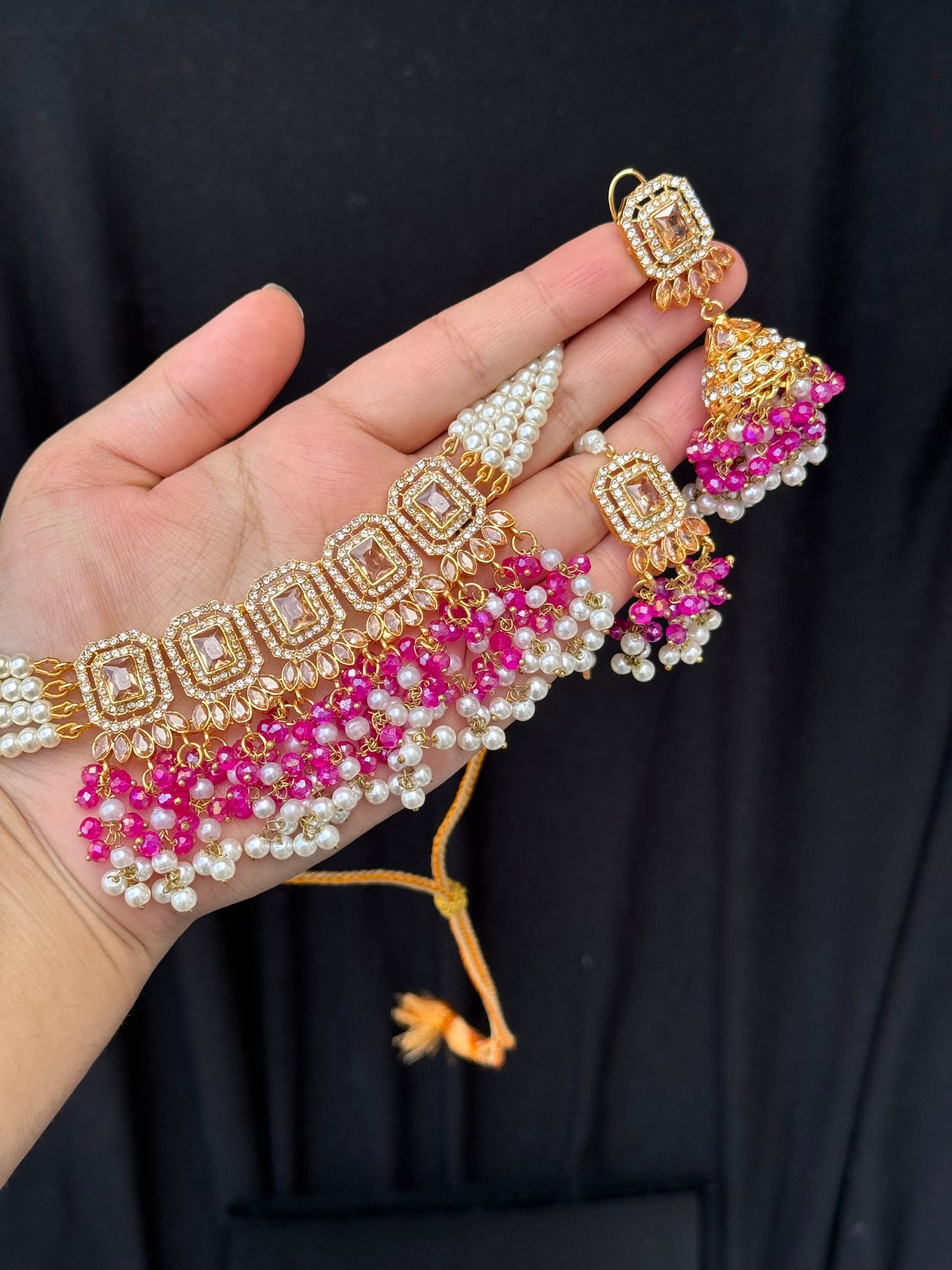 ALAYA - 30 colours available | Choker set with Jhumke and tikka