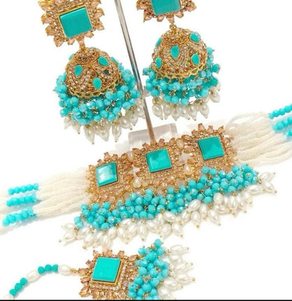 SALINAA - Choker set with Jhumke & Tikka | available in 14 colours