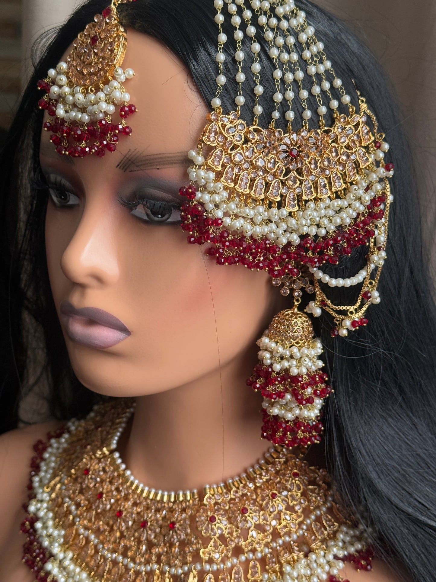 Naina - Heavy bridal set | Necklace with jhumar, jhumke and tikka