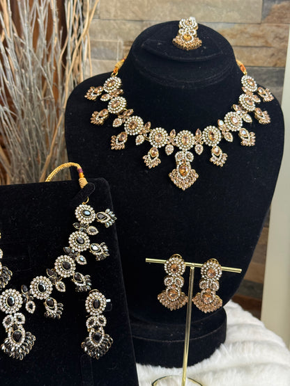 MAHRUKH - AD Necklace with earrings and tikka available | available in 7 colours