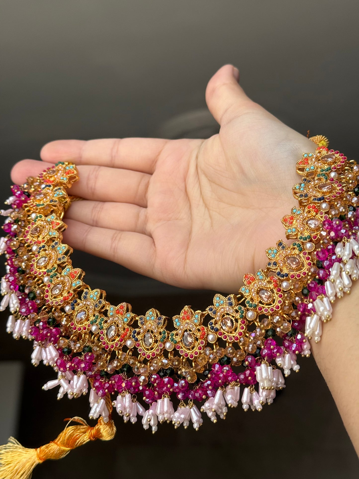 Neeti - Necklace with sahara earrings and tikka | 8 colours available