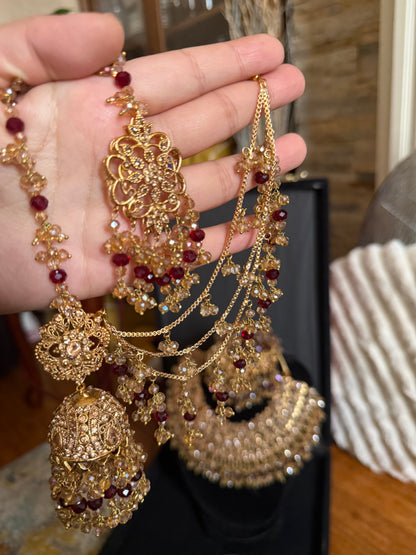 AMAYA - Heavy bridal set | Necklace, jhumar, jhumke, tikka & nose ring