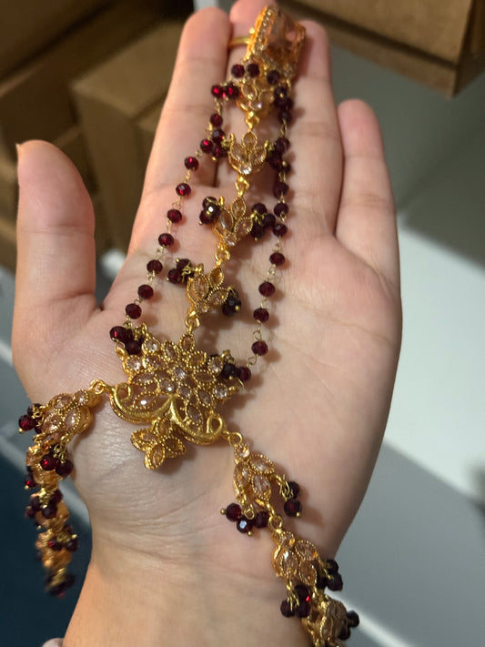 Single bridal hand piece | maroon
