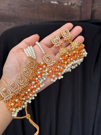 ALAYA - 30 colours available | Choker set with Jhumke and tikka