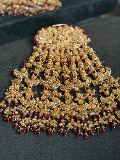 Haneen - Heavy Bridal includes: Necklace, Choker, Oversized Jhumar, Jhumke and tikka