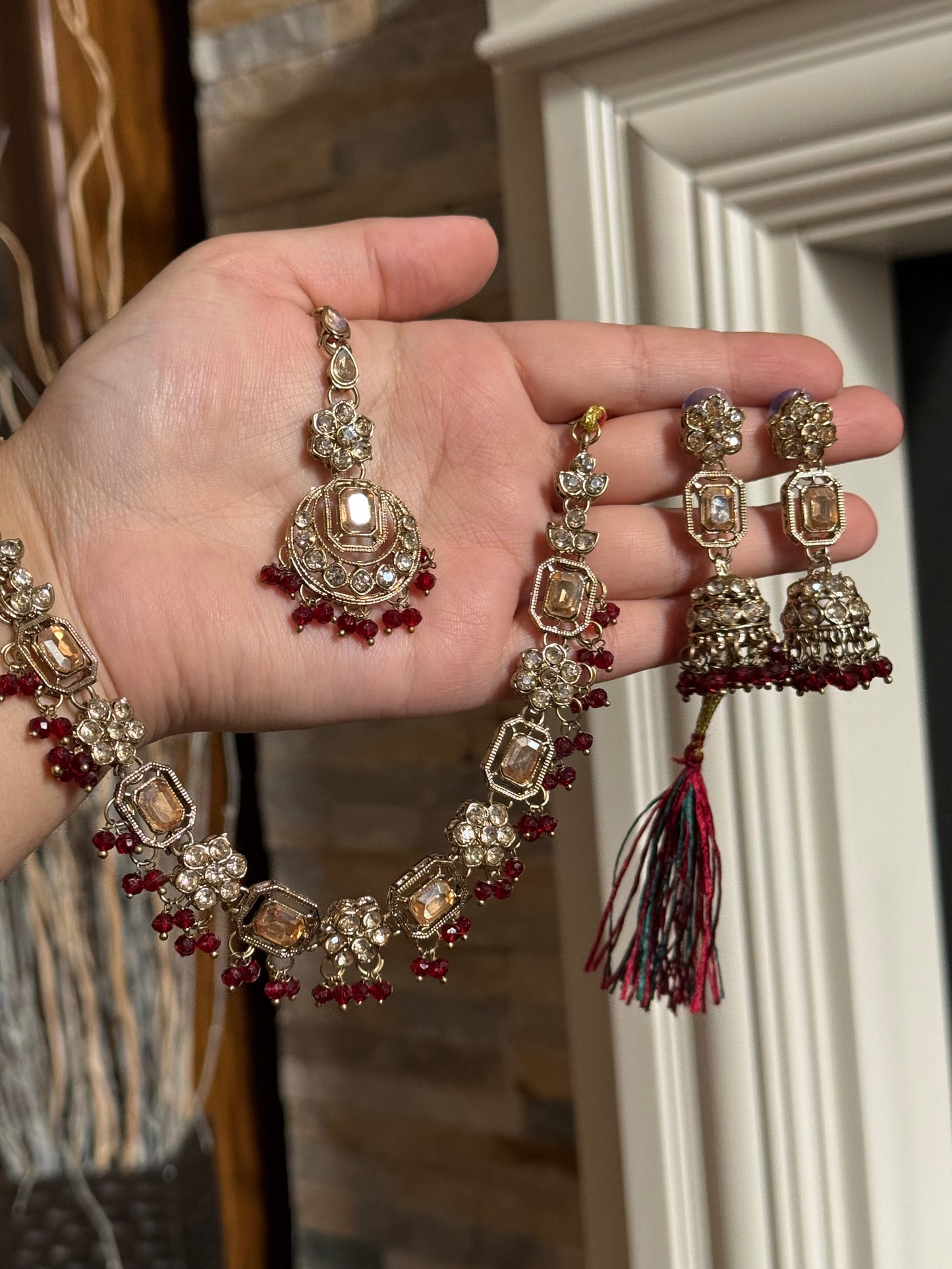 WAFA - Necklace set with jhumke and tikka | available in 10 colours