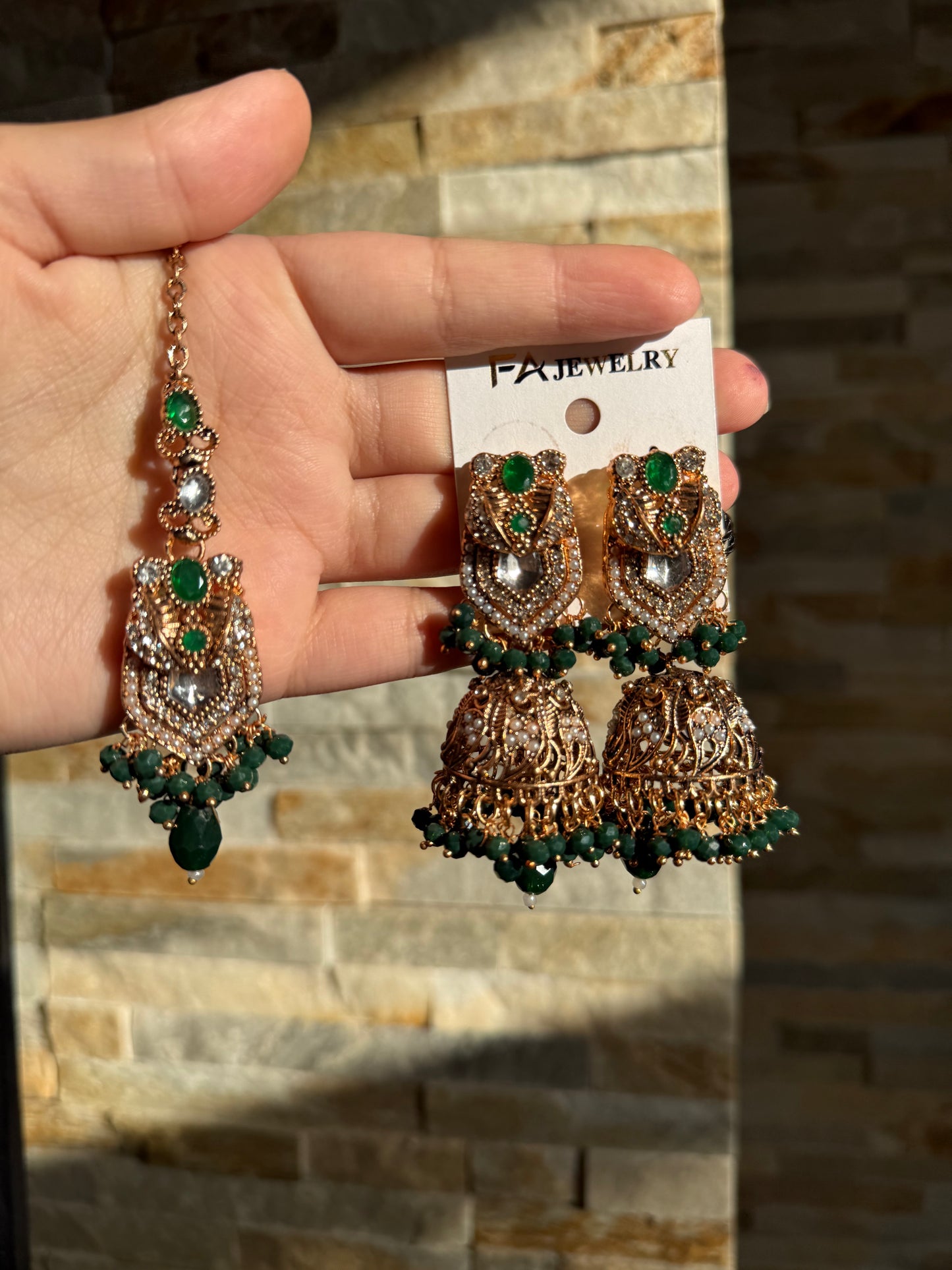 NAQSH - Jhumke Tikka Set with Intricate Design Available in 10 Colours for Stylish Accessories