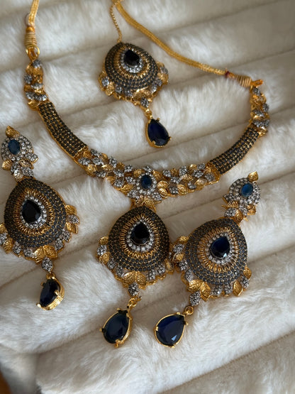 ANAB - Necklace set with earrings and tikka | 10 colours available