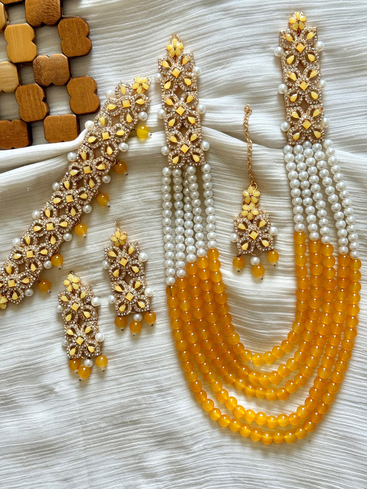 HIRA - 10 colours available | 4 pieces Mala set ~ includes: Mala, choker, earrings and tikka