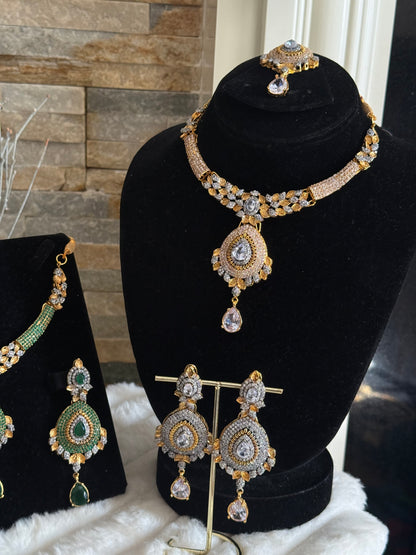 ANAB - Necklace set with earrings and tikka | 10 colours available