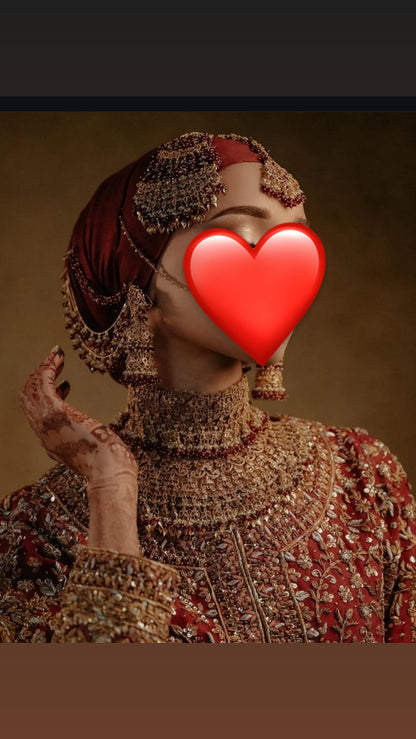 RAVAANI - Hevay Bridal set | Includes: Choker, Necklace, Jhumar, Jhumke, Tikka & Nose Ring | 2 designs available