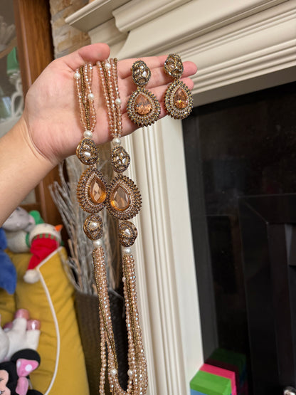 Long Mala with earrings | available in 6 colours