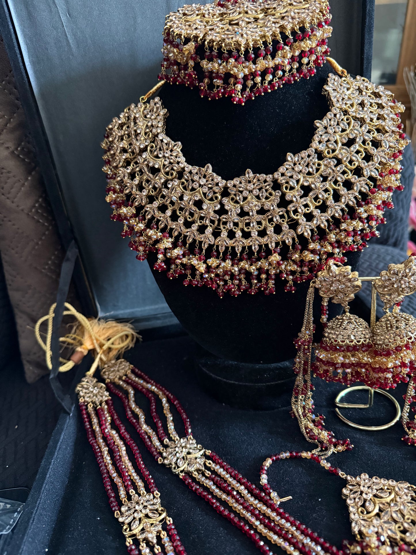 ALAYA - bridal set with mala | includes: necklace, mala, jhumar, jhumke, tikka & nose ring