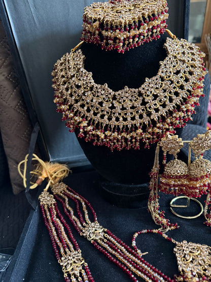 ALAYA - bridal set with mala | includes: necklace, mala, jhumar, jhumke, tikka & nose ring