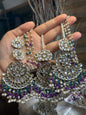 MISHA - double sided Sahara earrings with Tikka | Kundan earrings and tikka set | available in 19 colours