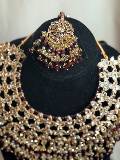 Haneen - Heavy Bridal includes: Necklace, Choker, Oversized Jhumar, Jhumke and tikka