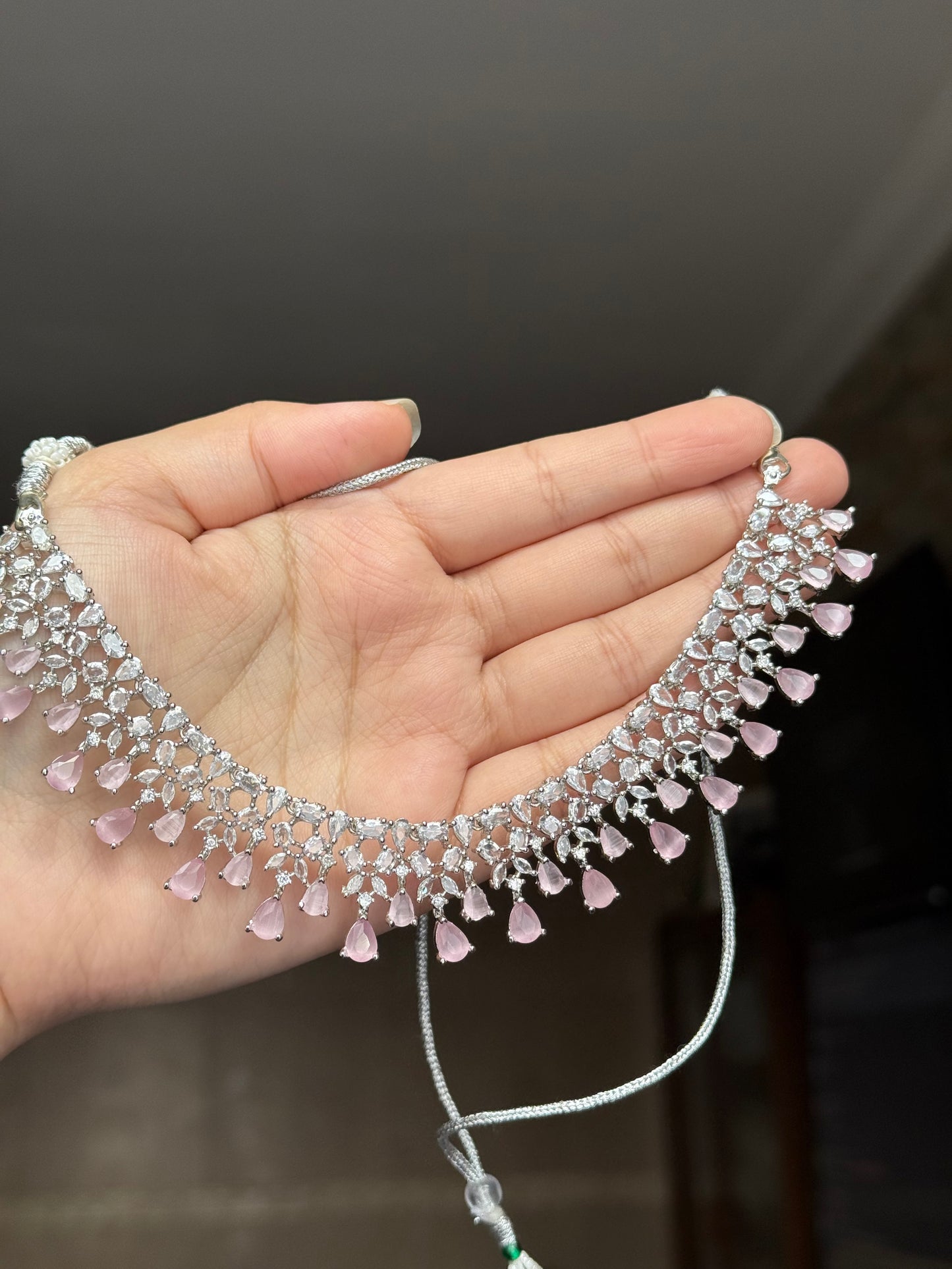 Hira - AD necklace with earrings available in 7 colours