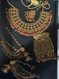 MEHMAL - Heavy Bridal set | includes: Necklace with jhumar, jhumke and Tikka | Red Bridal set