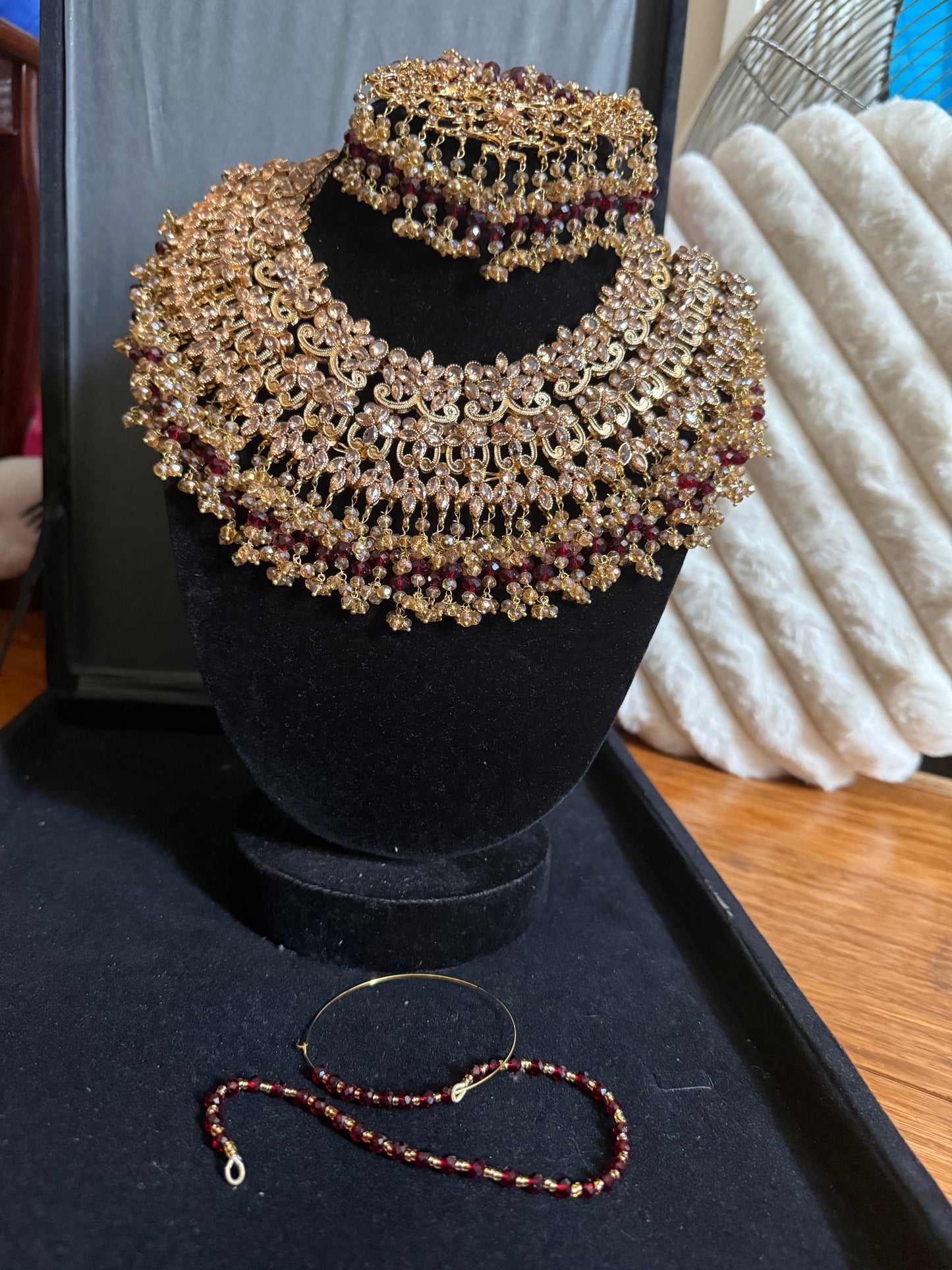 AMAYA - Heavy bridal set | Necklace, jhumar, jhumke, tikka & nose ring