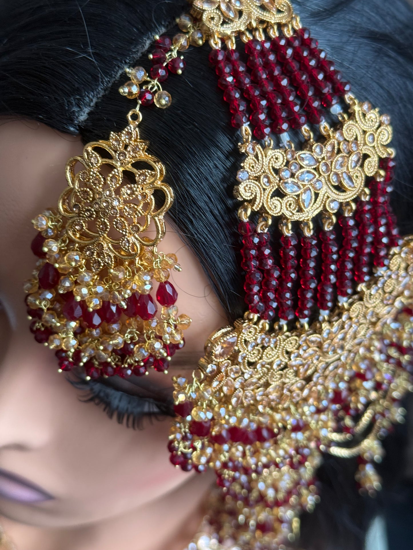 Haya - Heavy Bridal set | Necklace with jhumar, jhumke and tikka
