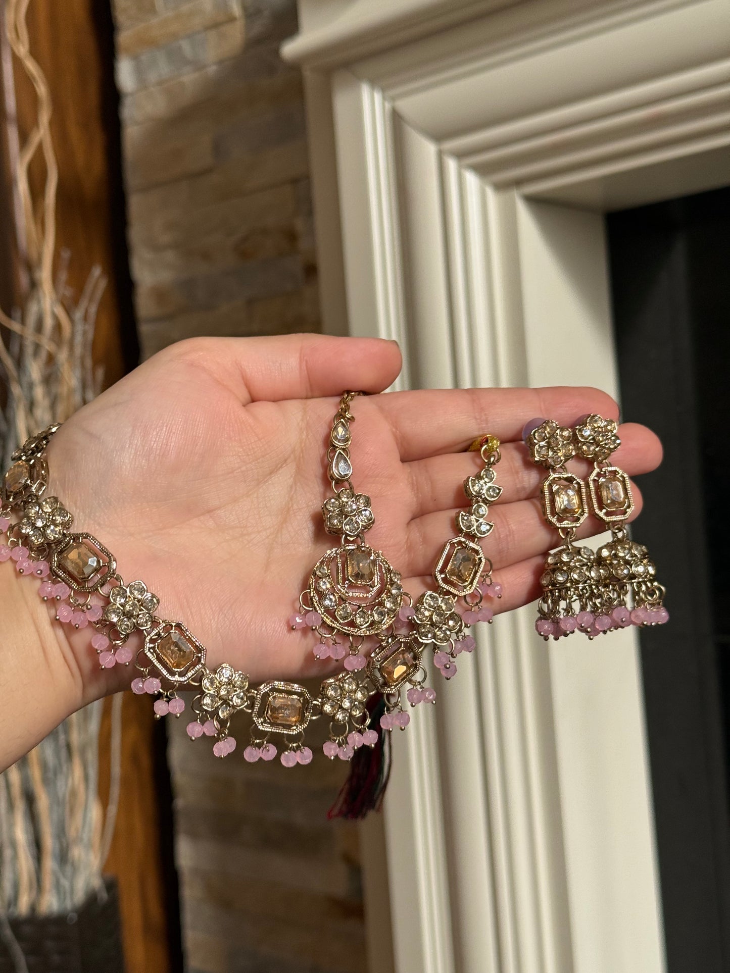 WAFA - Necklace set with jhumke and tikka | available in 10 colours