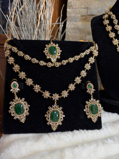 RIYA - Double layered Necklace set with earrings and tikka | 10 colours available