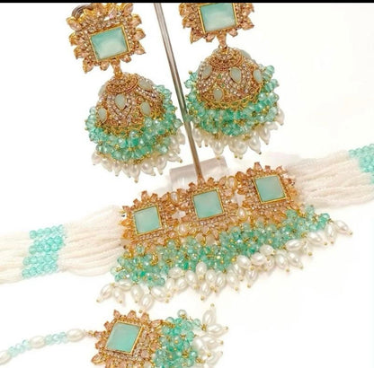 SALINAA - Choker set with Jhumke & Tikka | available in 14 colours