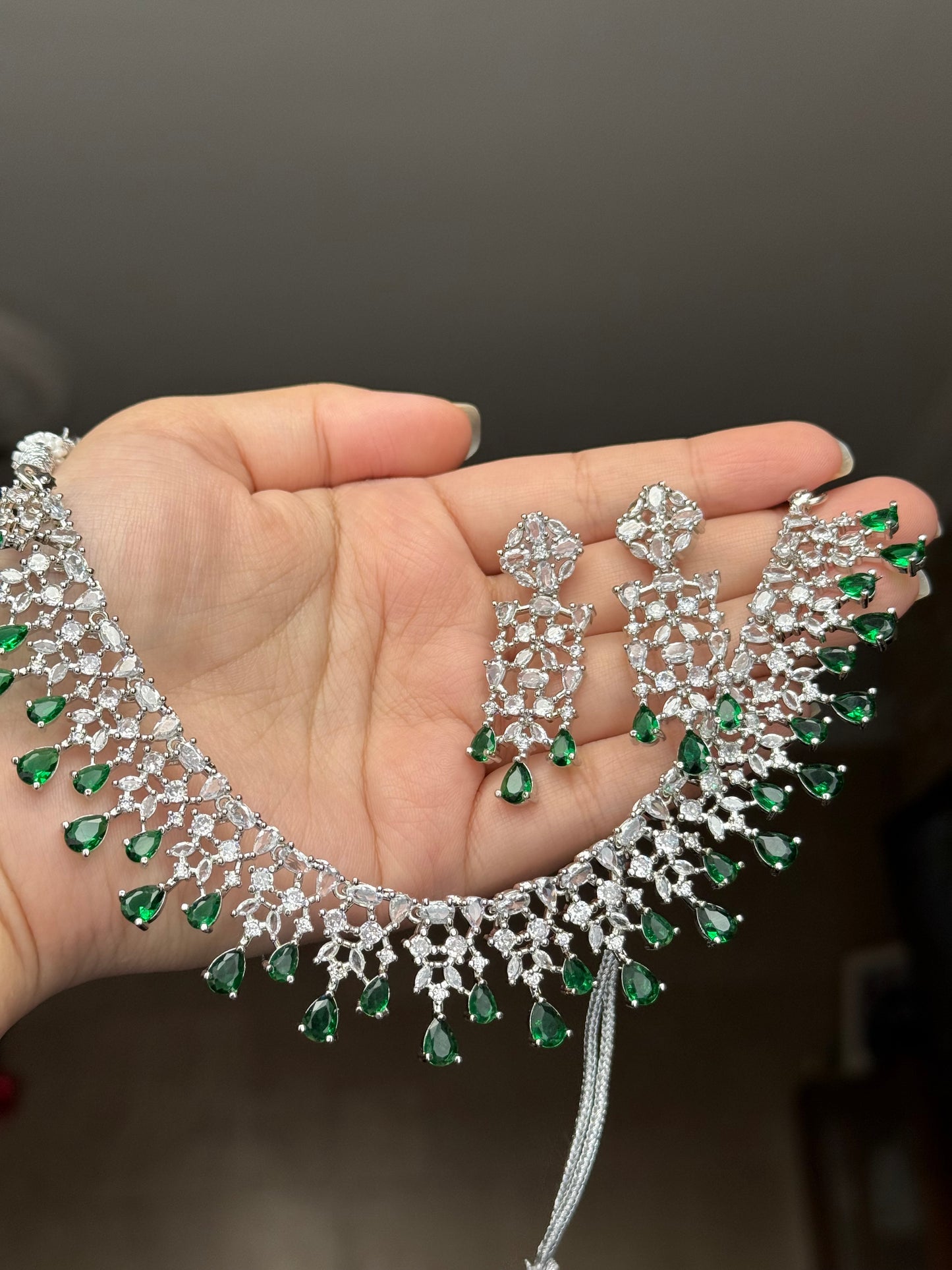Hira - AD necklace with earrings available in 7 colours