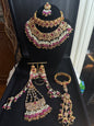 NIDA - Heavy bridal set | includes: necklace, choker, jhumar, earrings, tikka and a hand piece (HOT PINK)