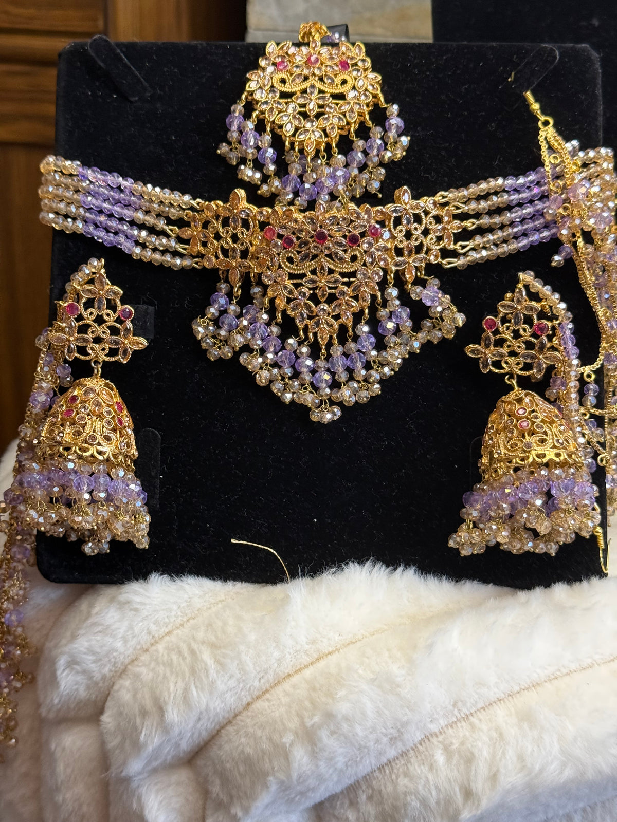 Afaf - Choker set with heavy Sahara jhumke and tikka | available in 25 colours