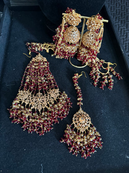 USHNA - Bridal set | includes necklace, jhumar, jhumke, tikka & nose ring