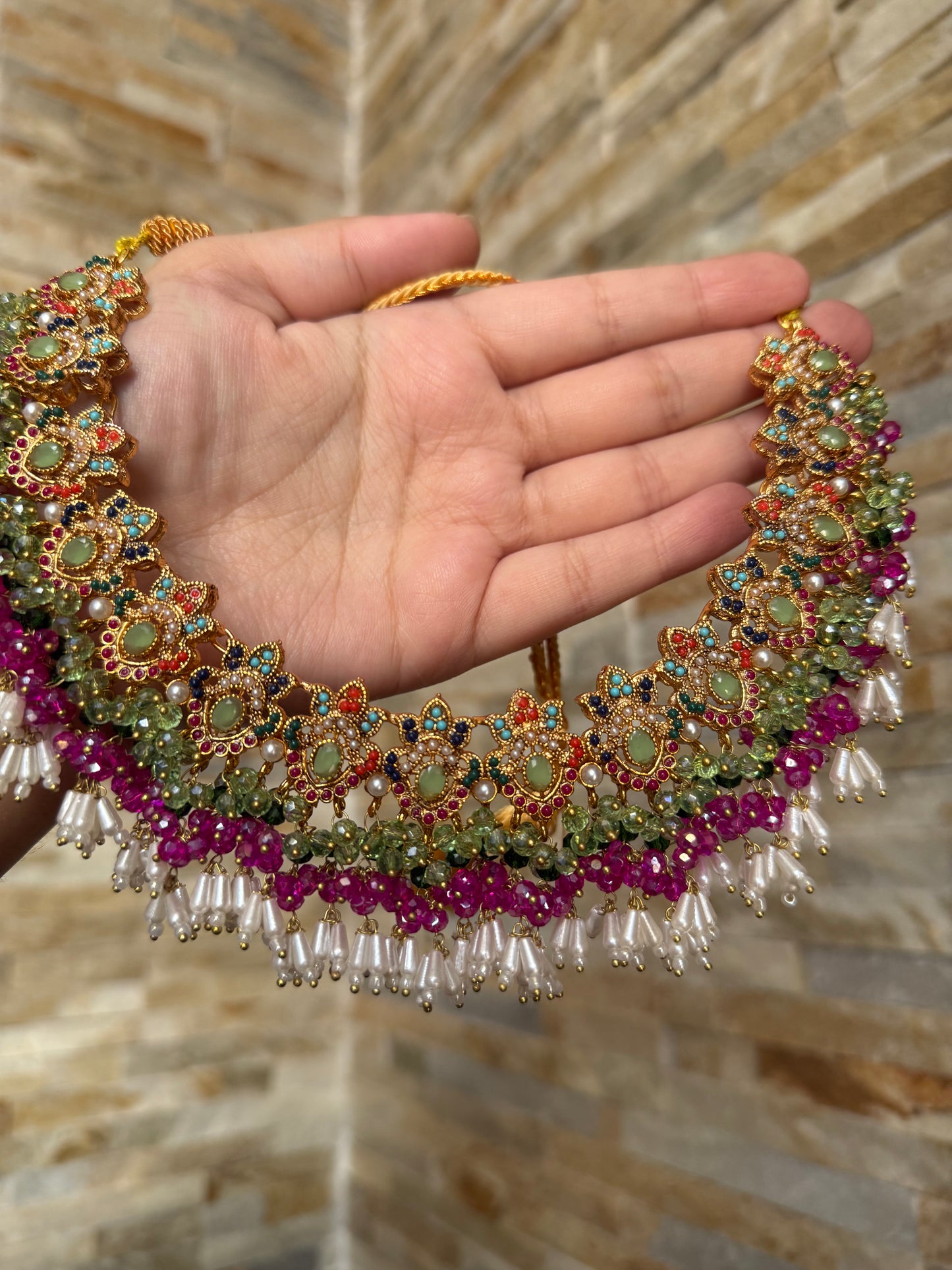 Neeti - Necklace with sahara earrings and tikka | 8 colours available