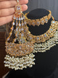 NIDA - Heavy bridal set WHITE | includes: necklace, choker, jhumar, earrings, tikka and a hand piece