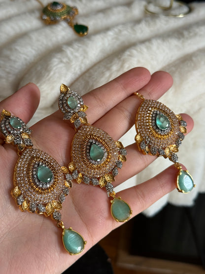 ANAB - Necklace set with earrings and tikka | 10 colours available