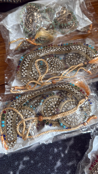 Naira - 4 pieces Necklace set | 12 colours available | necklace with ring, jhumke and tikka