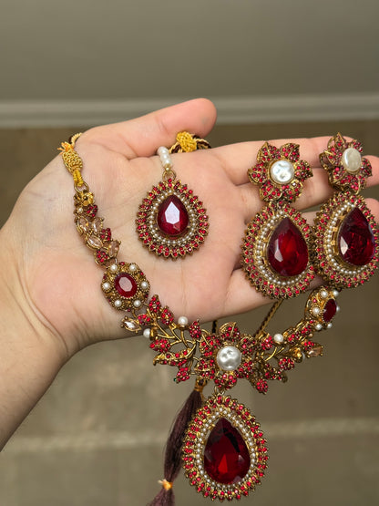RANIA - Turkish necklace set with earrings and tikka | available in 12 colours