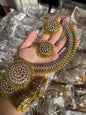 Naira - 4 pieces Necklace set | 12 colours available | necklace with ring, jhumke and tikka